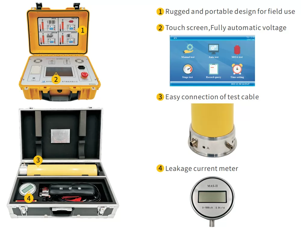 Features of DHVT Series 60kV, 120kV, 200kV Portable DC High Pot